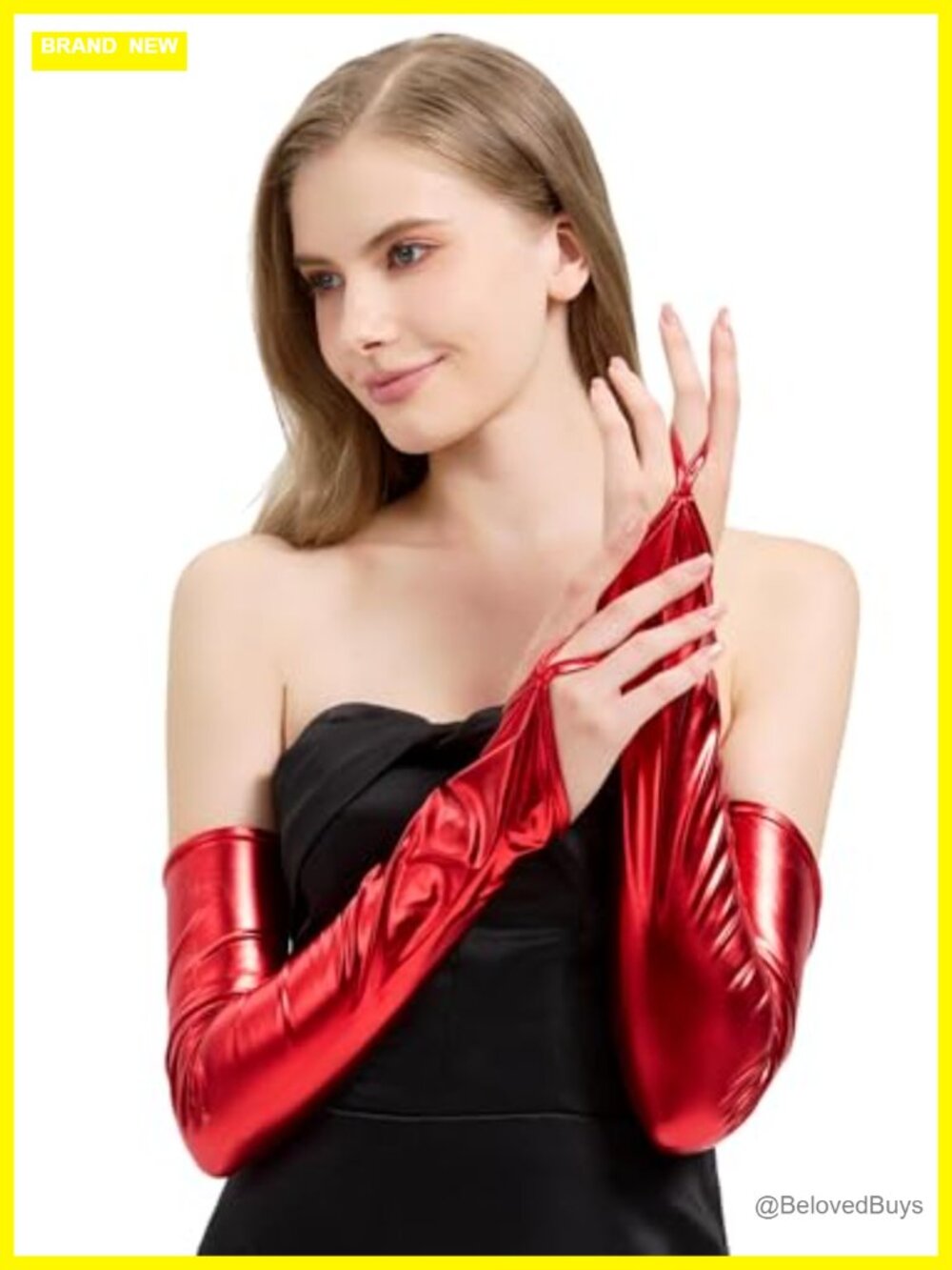 Long Fingerless Metallic Gloves Costume Women Opera Halloween Cosplay